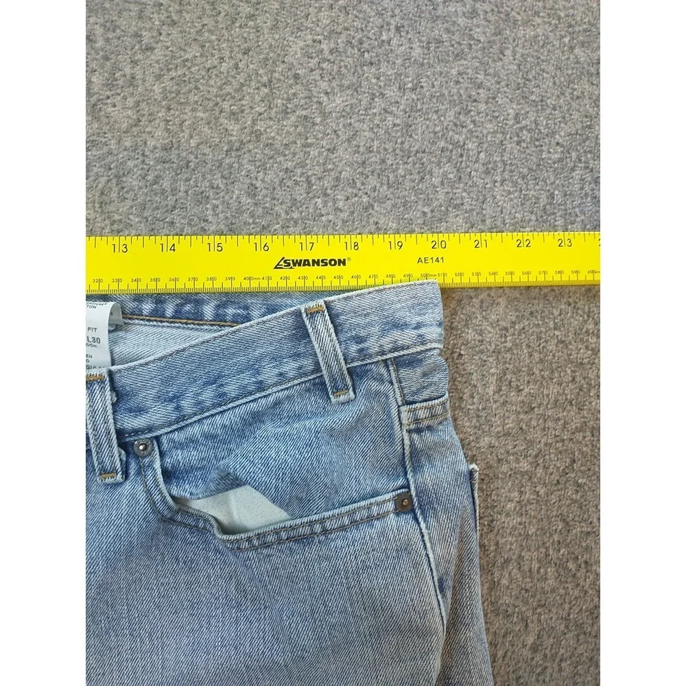 Levi Strauss Signature Mens Regular Fit Light Wash Distressed Star Jeans 40x26